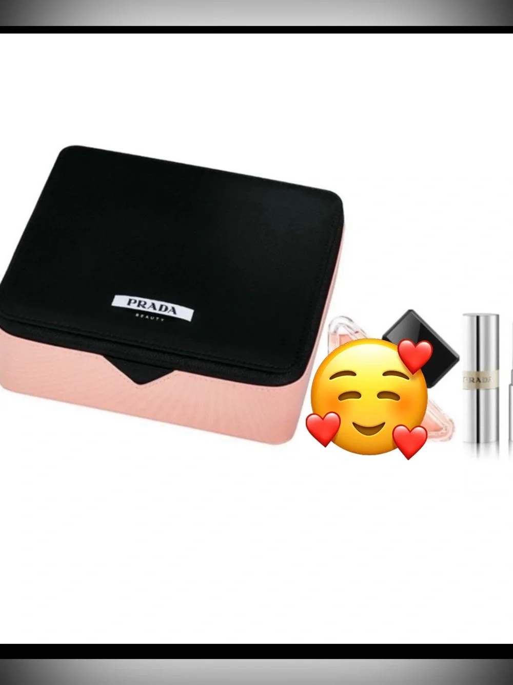 Prada Pink and Black Makeup Case with beauty bundle